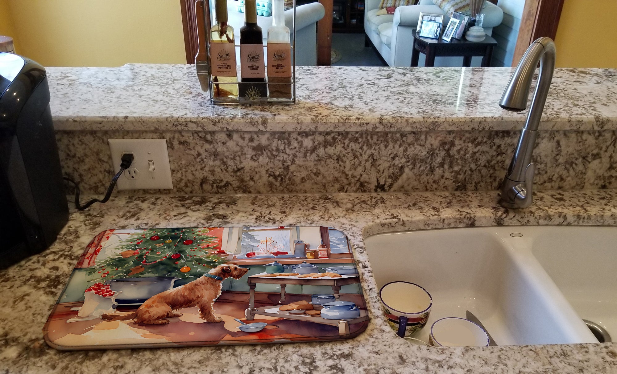 Caroline's Treasures Airedale Terrier Christmas Cookies Dish Drying Mat