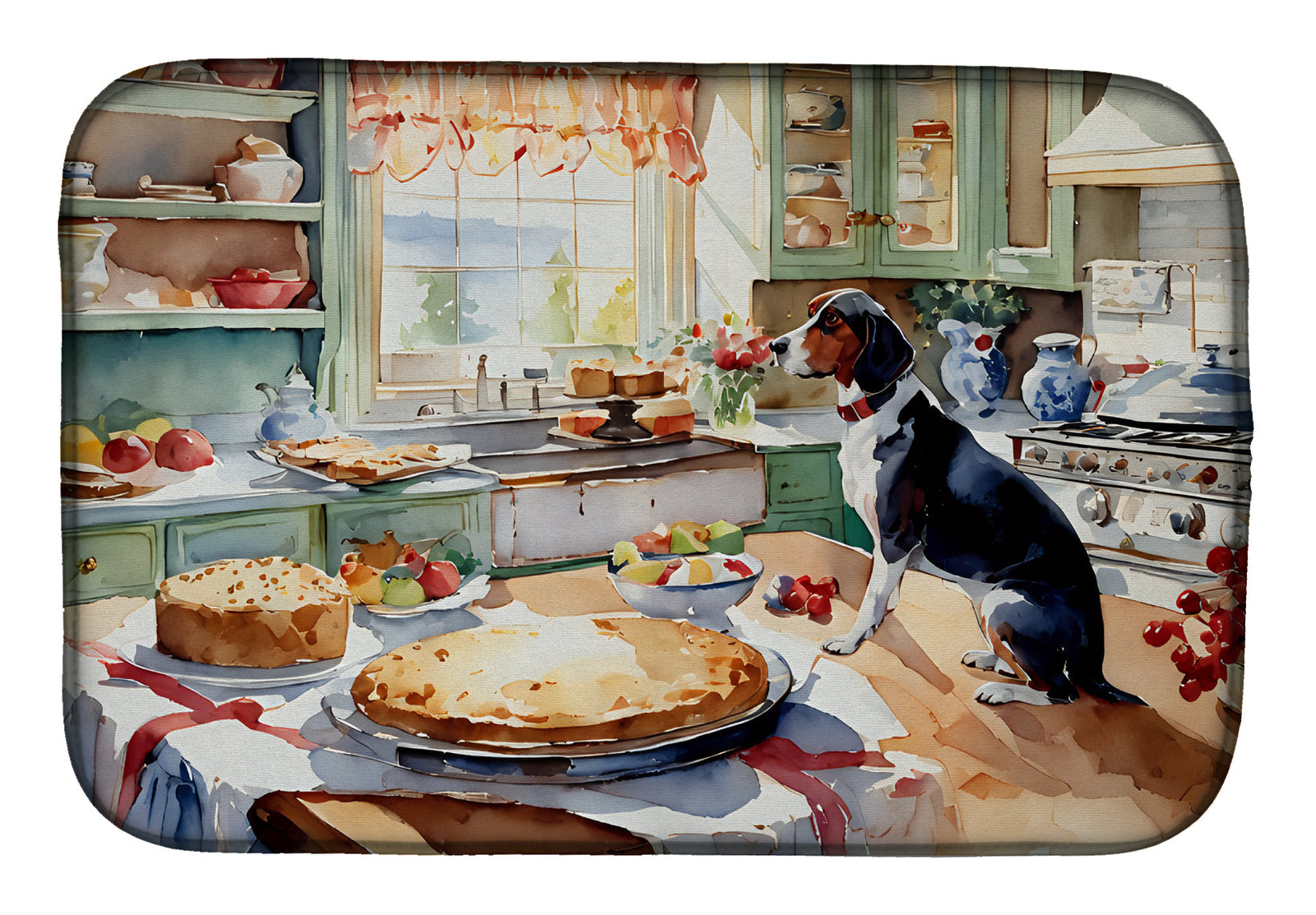 Caroline's Treasures American English Coonhound Christmas Cookies Dish Drying Mat