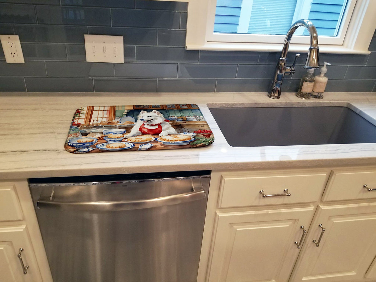 Caroline's Treasures American Eskimo Christmas Cookies Dish Drying Mat