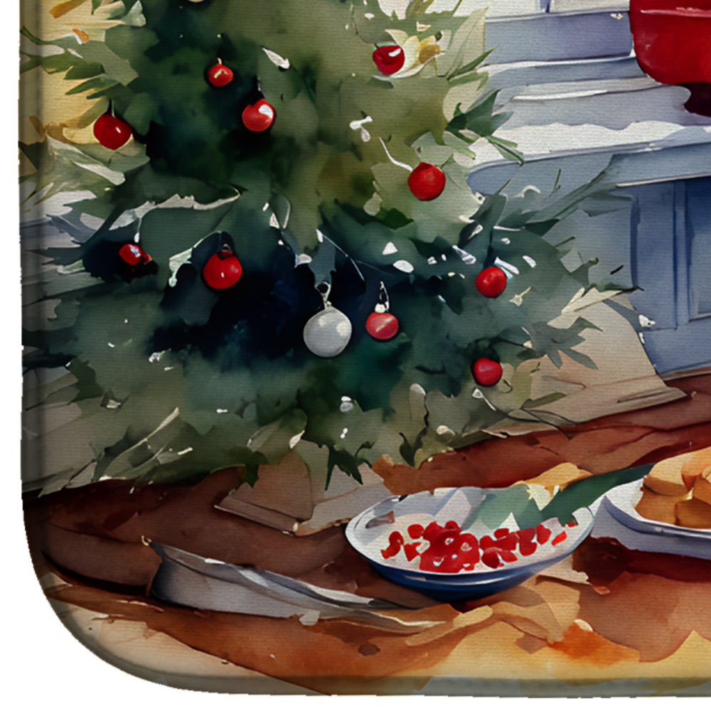 Caroline's Treasures American Eskimo Christmas Cookies Dish Drying Mat