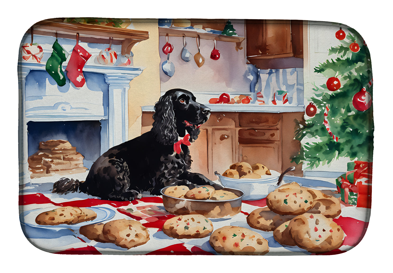 Caroline's Treasures American Water Spaniel Christmas Cookies Dish Drying Mat