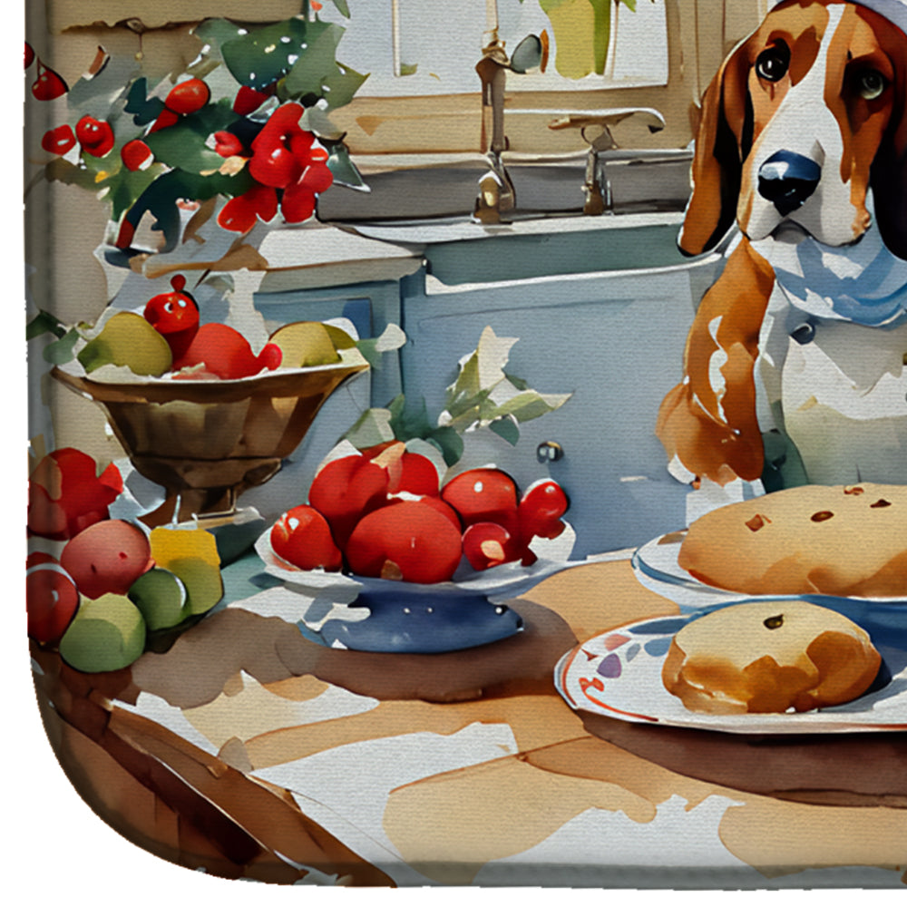 Caroline's Treasures Basset Hound Christmas Cookies Dish Drying Mat