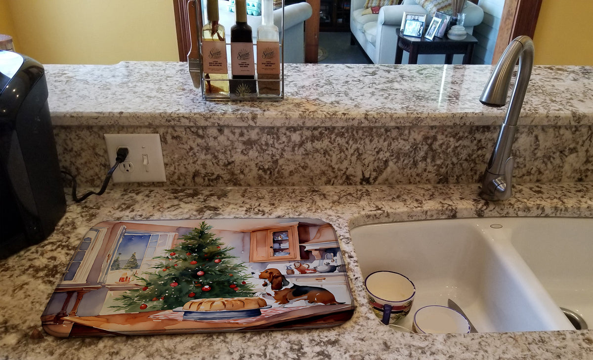 Caroline's Treasures Basset Hound Christmas Cookies Dish Drying Mat