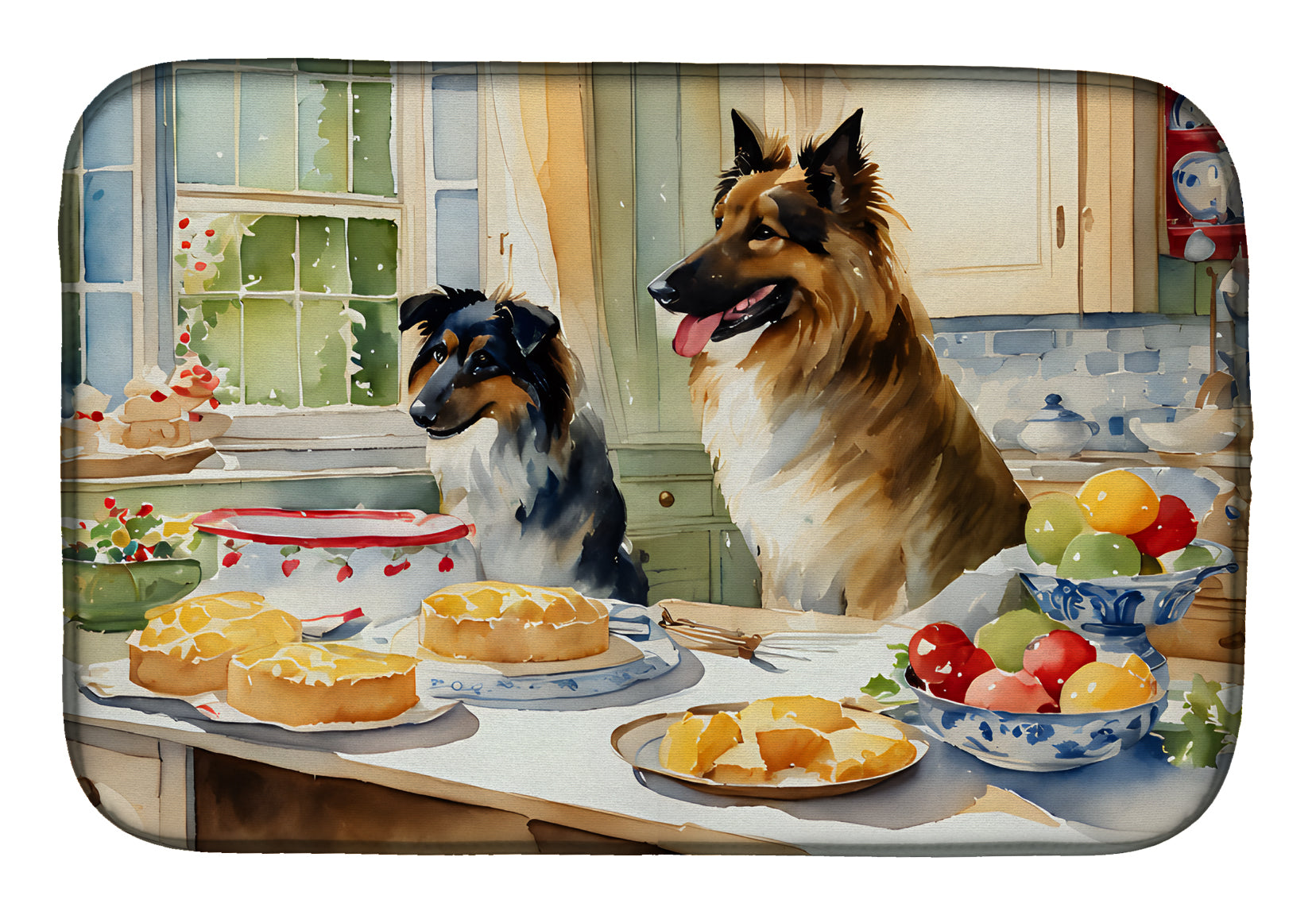 Caroline's Treasures Belgian Tervuren Christmas Cookies Dish Drying Mat