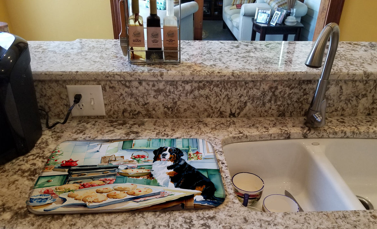 Caroline's Treasures Bernese Mountain Dog Christmas Cookies Dish Drying Mat