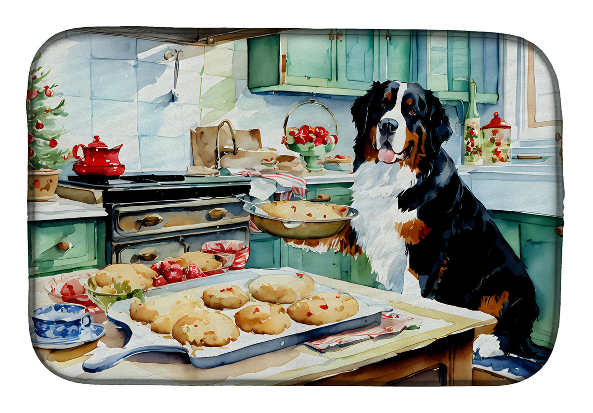Caroline's Treasures Bernese Mountain Dog Christmas Cookies Dish Drying Mat