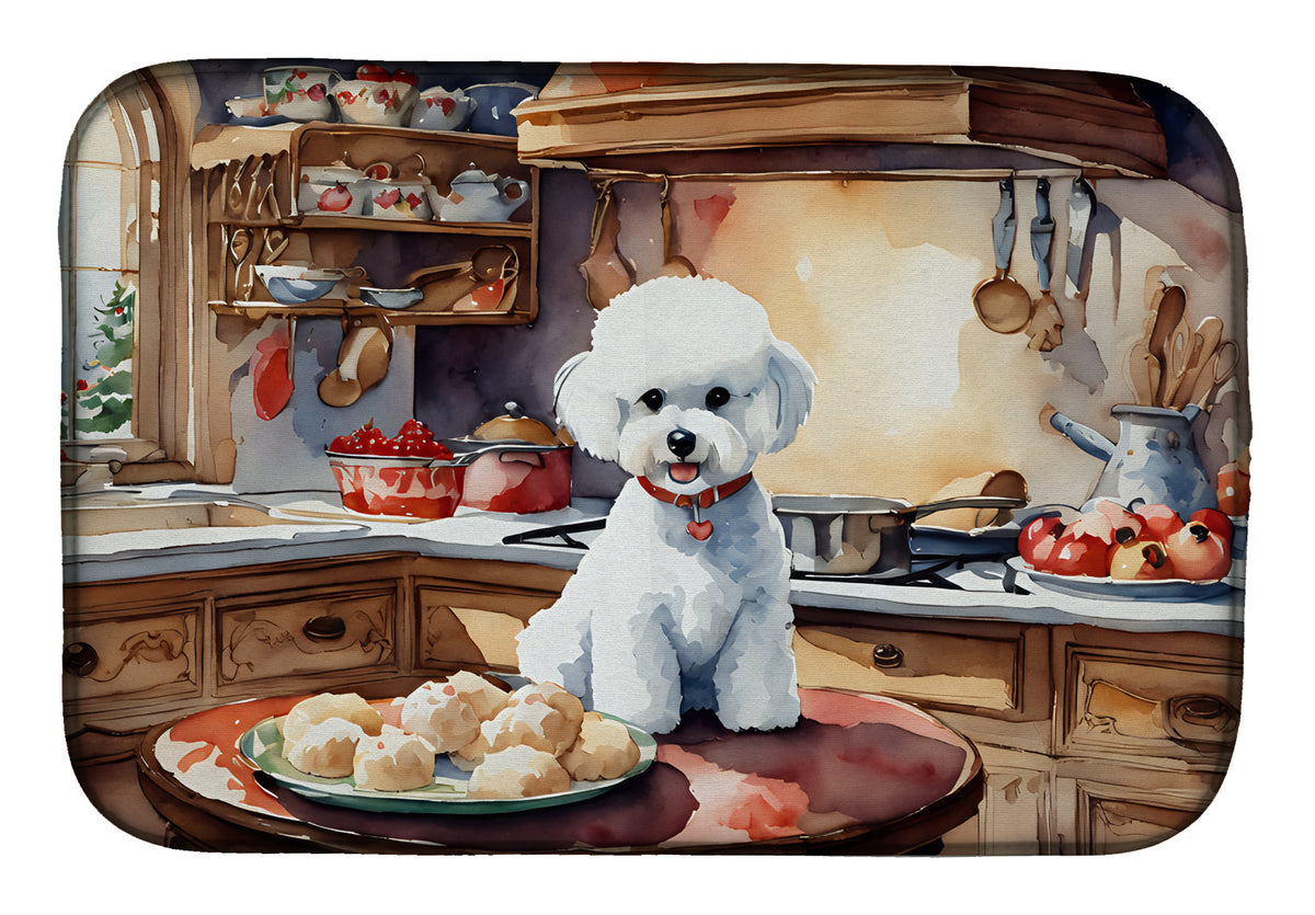 Caroline's Treasures Bichon Frise Christmas Cookies Dish Drying Mat