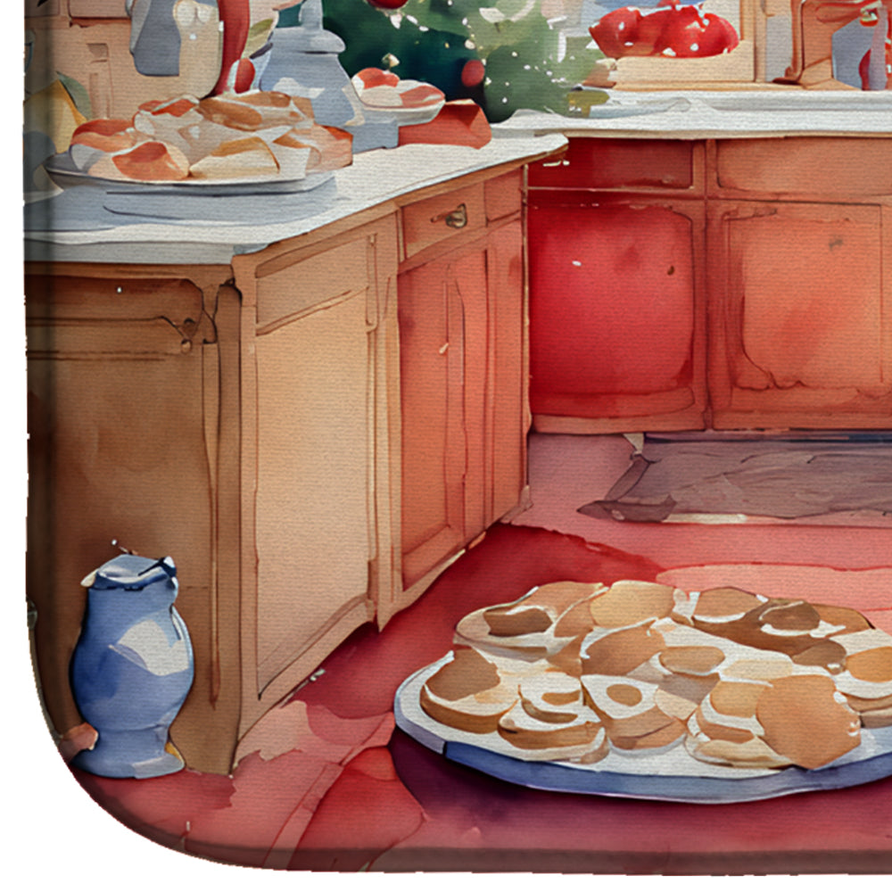 Caroline's Treasures Bloodhound Christmas Cookies Dish Drying Mat