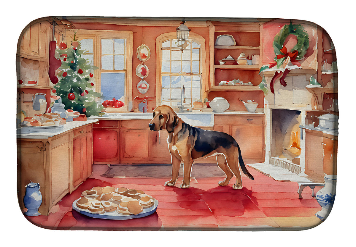 Caroline's Treasures Bloodhound Christmas Cookies Dish Drying Mat