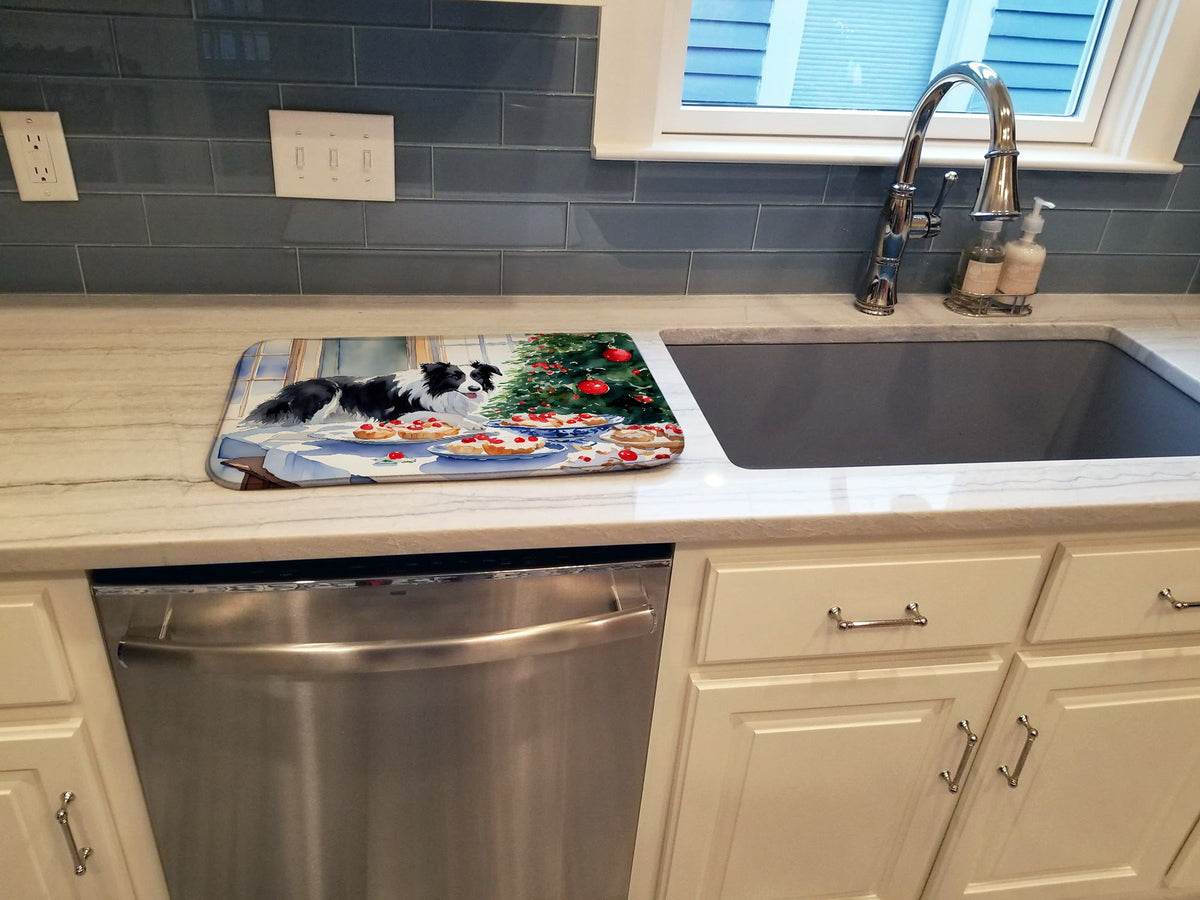 Caroline's Treasures Border Collie Christmas Cookies Dish Drying Mat