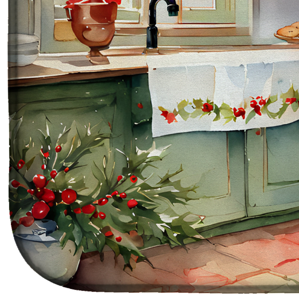 Caroline's Treasures Boston Terrier Christmas Cookies Dish Drying Mat