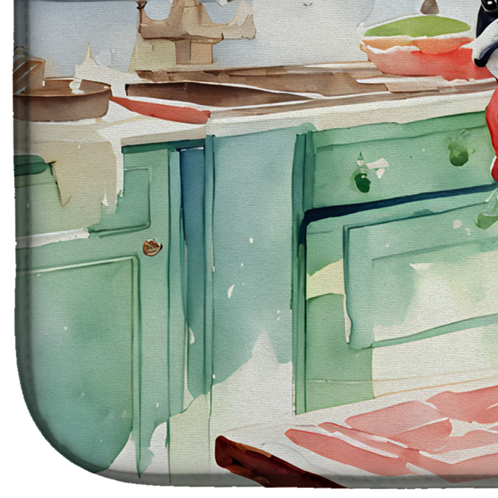 Caroline's Treasures Boston Terrier Christmas Cookies Dish Drying Mat