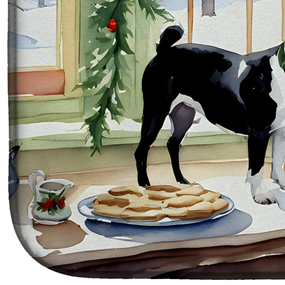 Caroline's Treasures Boston Terrier Christmas Cookies Dish Drying Mat