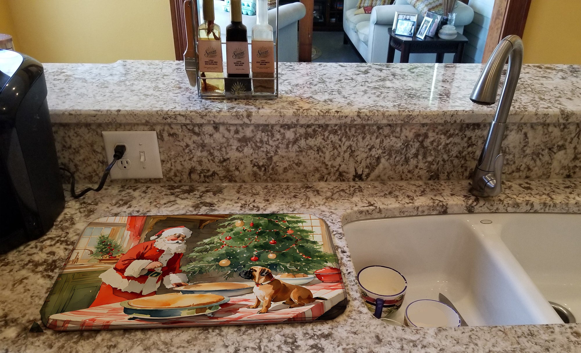 Caroline's Treasures Bullmastiff Christmas Cookies Dish Drying Mat