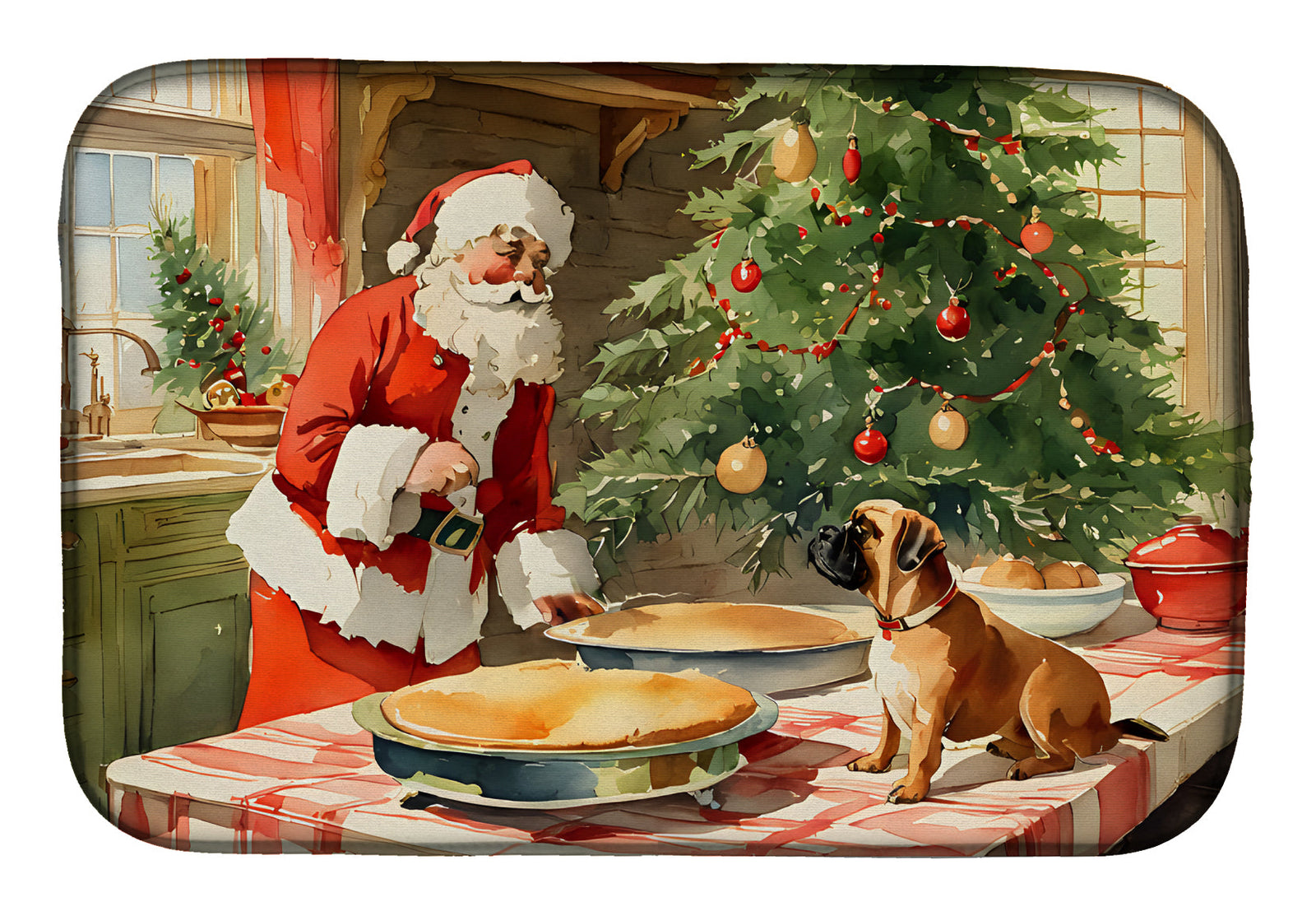 Caroline's Treasures Bullmastiff Christmas Cookies Dish Drying Mat