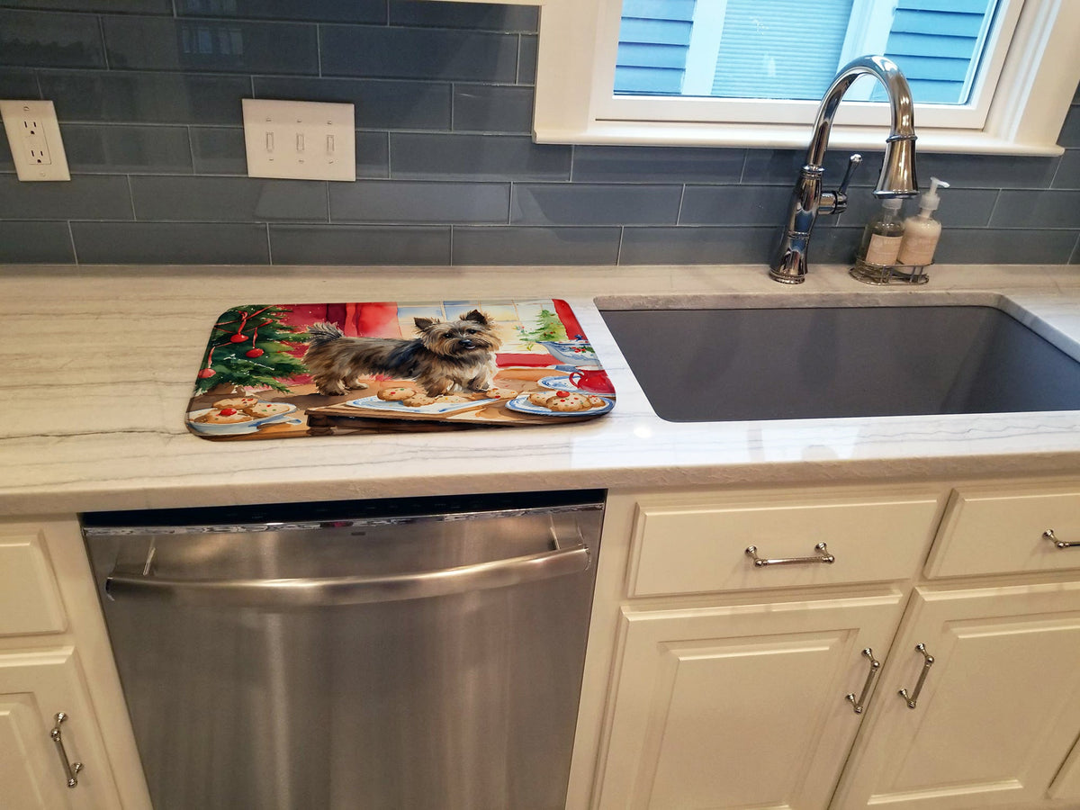 Caroline's Treasures Cairn Terrier Christmas Cookies Dish Drying Mat