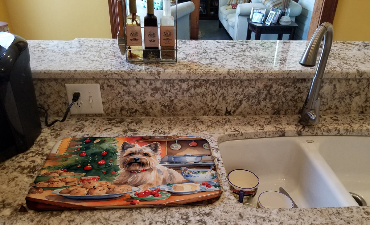 Caroline's Treasures Cairn Terrier Christmas Cookies Dish Drying Mat