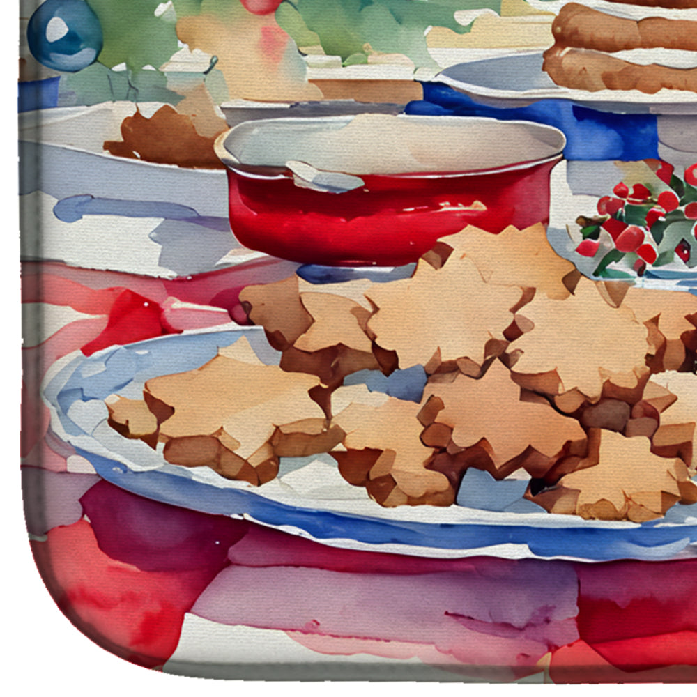 Caroline's Treasures Cairn Terrier Christmas Cookies Dish Drying Mat