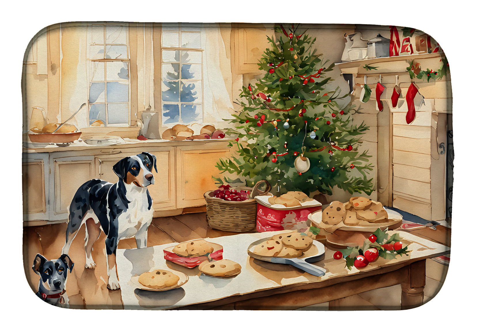 Caroline's Treasures Catahoula Christmas Cookies Dish Drying Mat