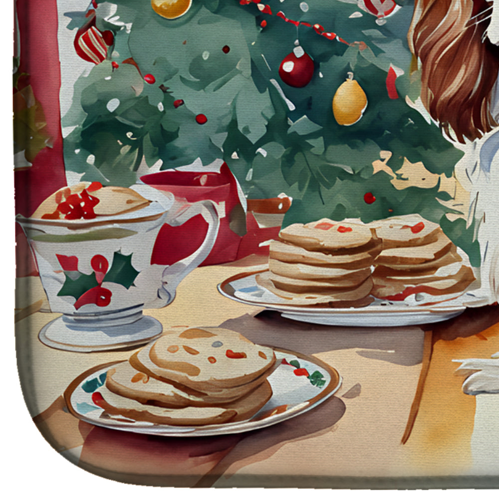 Caroline's Treasures Cavalier Spaniel Christmas Cookies Dish Drying Mat