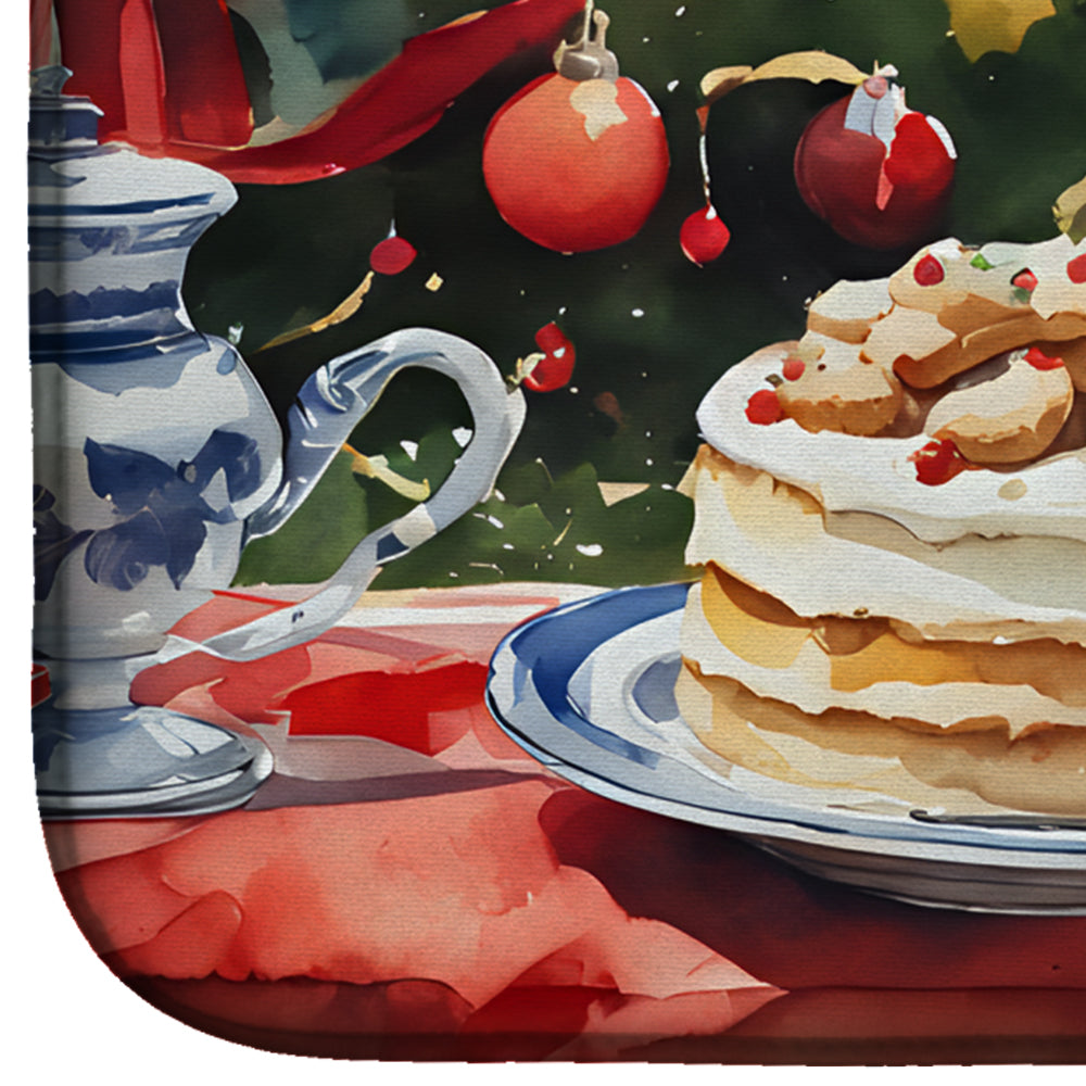 Caroline's Treasures Cavalier Spaniel Christmas Cookies Dish Drying Mat