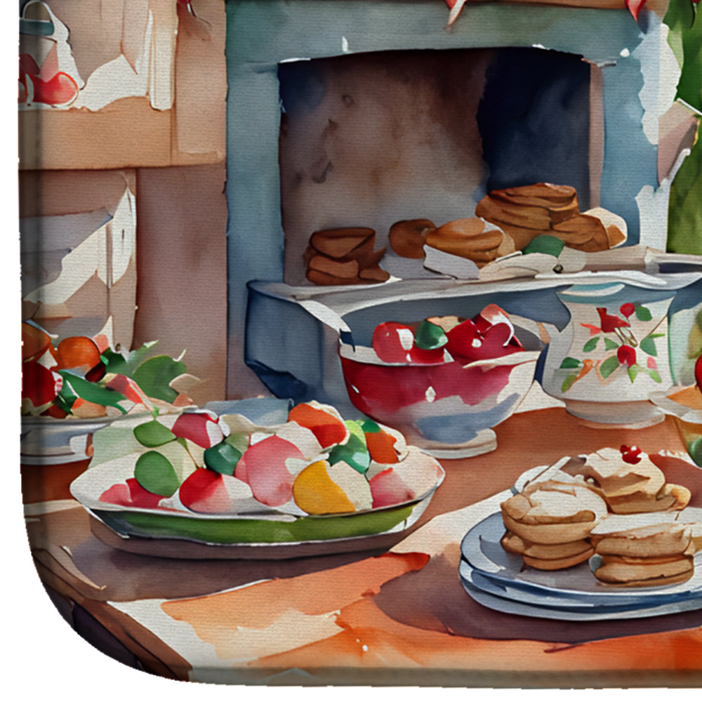 Caroline's Treasures Cavalier Spaniel Christmas Cookies Dish Drying Mat