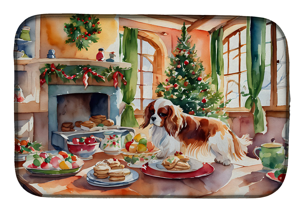 Caroline's Treasures Cavalier Spaniel Christmas Cookies Dish Drying Mat