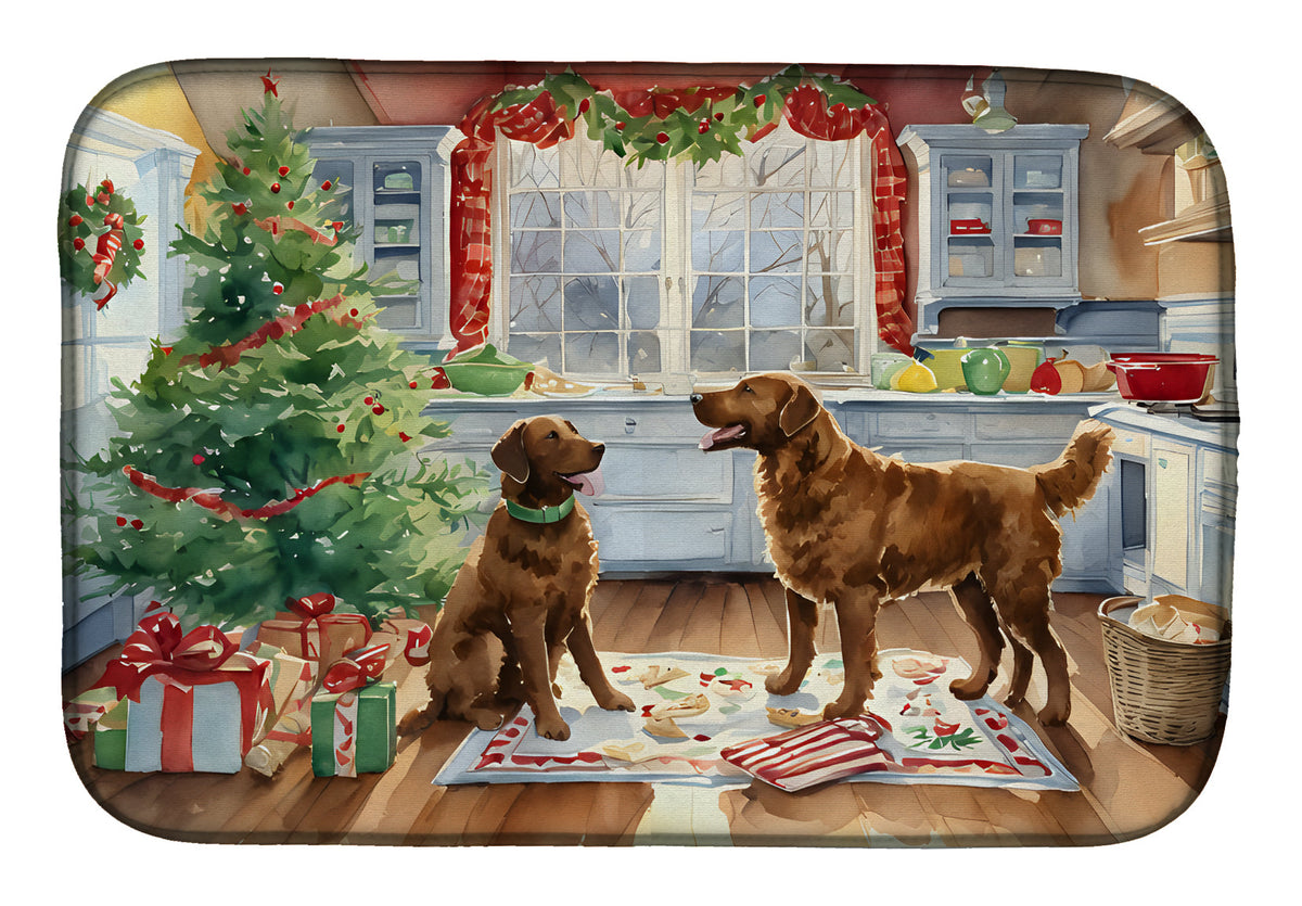 Caroline's Treasures Chesapeake Bay Retriever Christmas Cookies Dish Drying Mat