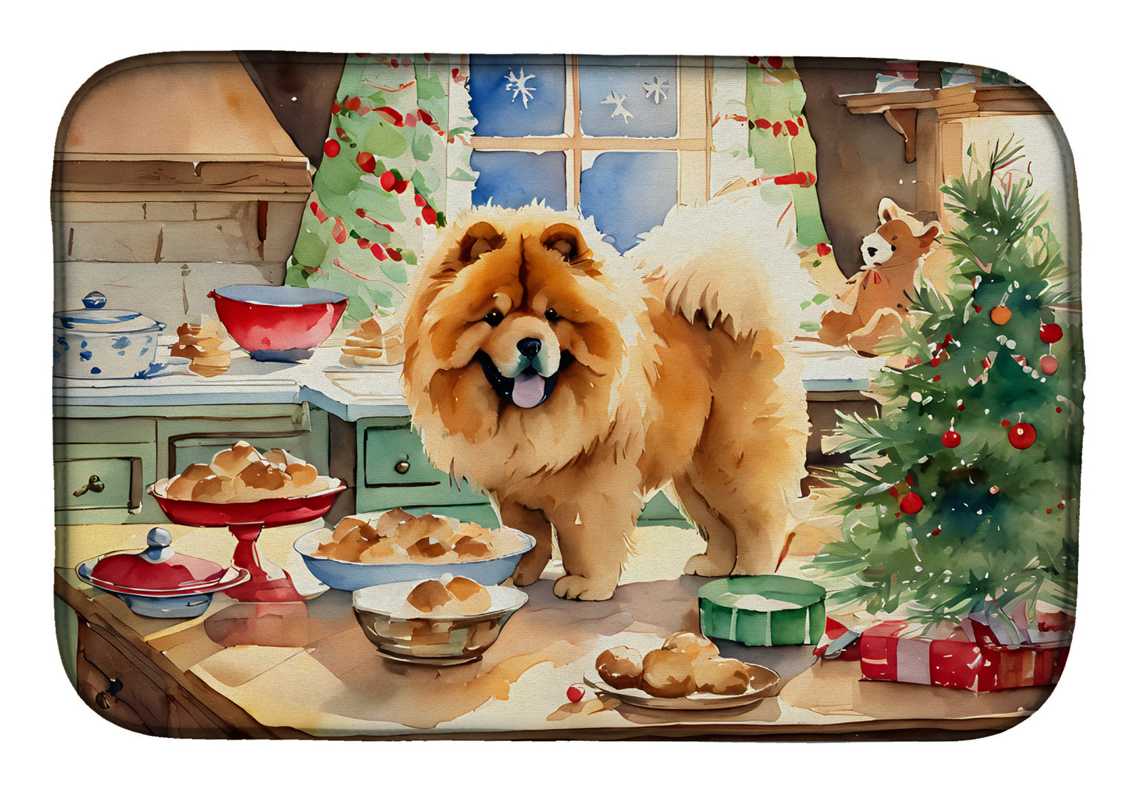 Caroline's Treasures Chow Chow Christmas Cookies Dish Drying Mat