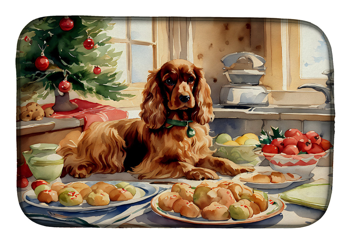 Caroline's Treasures Cocker Spaniel Christmas Cookies Dish Drying Mat
