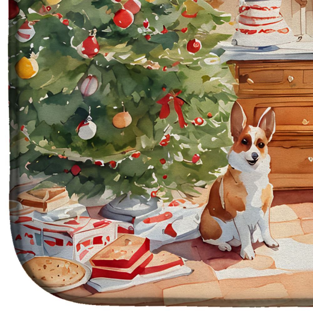 Caroline's Treasures Corgi Christmas Cookies Dish Drying Mat