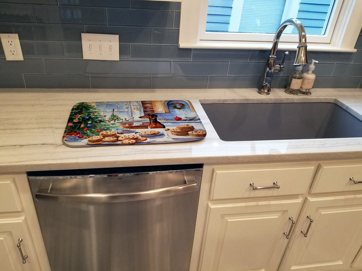 Caroline's Treasures Dachshund Christmas Cookies Dish Drying Mat
