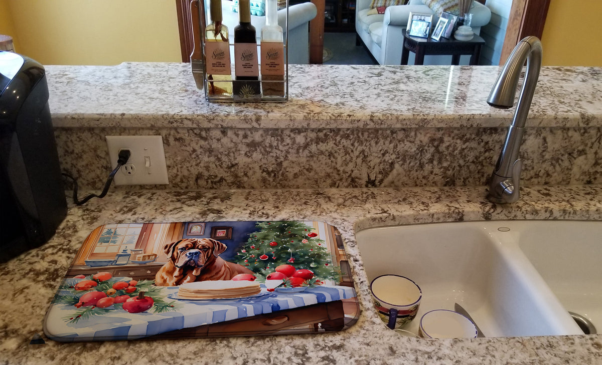 Caroline's Treasures Dogue de Bordeaux Christmas Cookies Dish Drying Mat