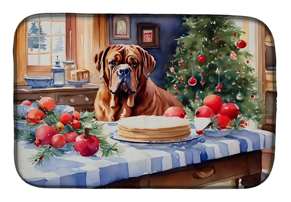Caroline's Treasures Dogue de Bordeaux Christmas Cookies Dish Drying Mat