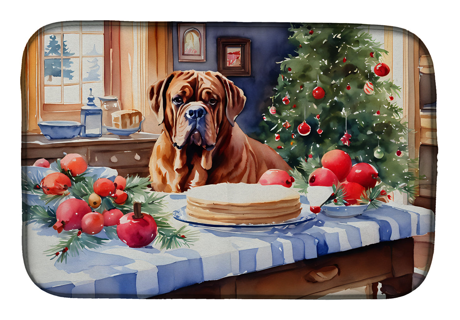 Caroline's Treasures Dogue de Bordeaux Christmas Cookies Dish Drying Mat