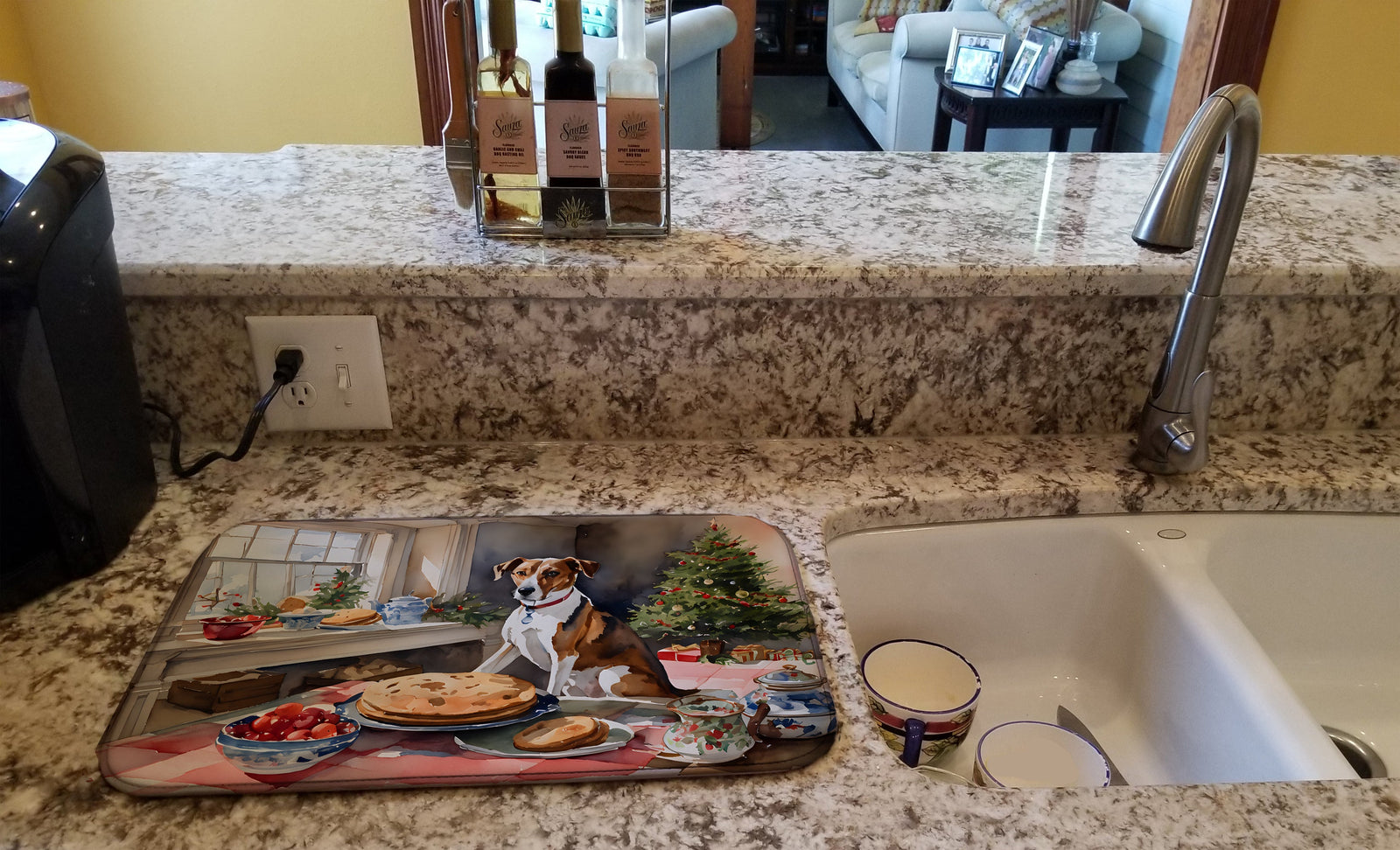 Caroline's Treasures English Foxhound Christmas Cookies Dish Drying Mat