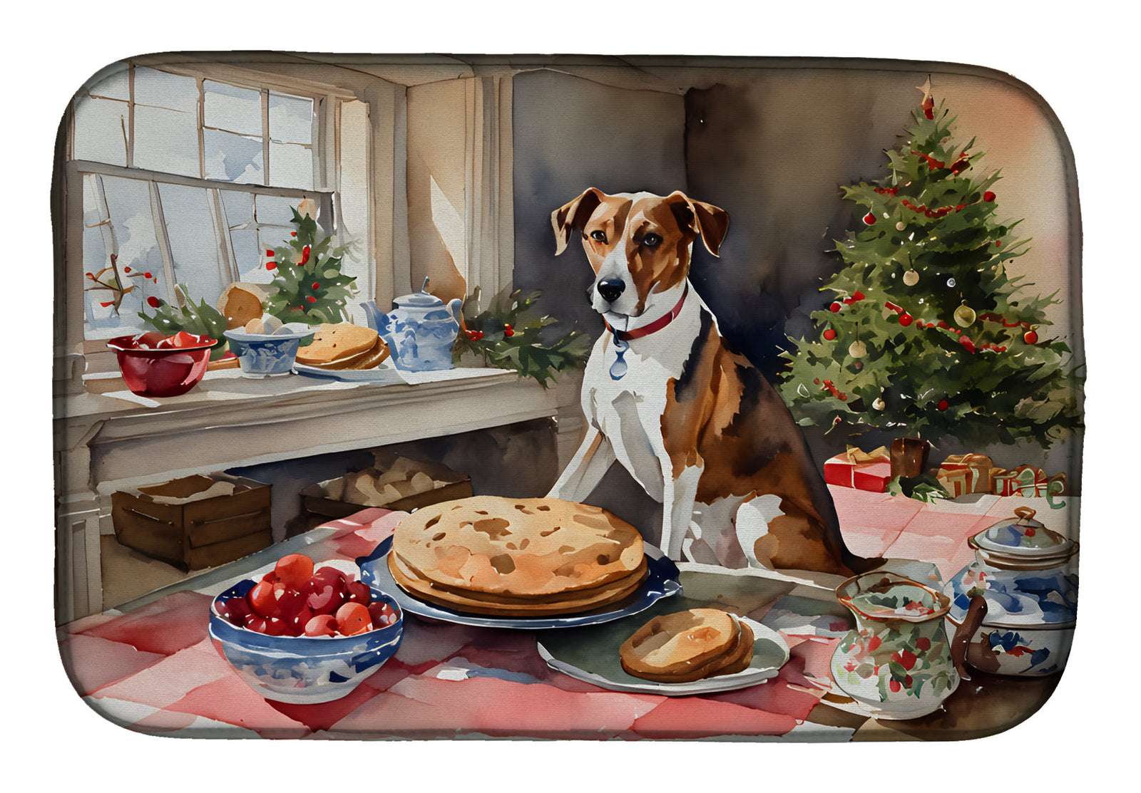 Caroline's Treasures English Foxhound Christmas Cookies Dish Drying Mat