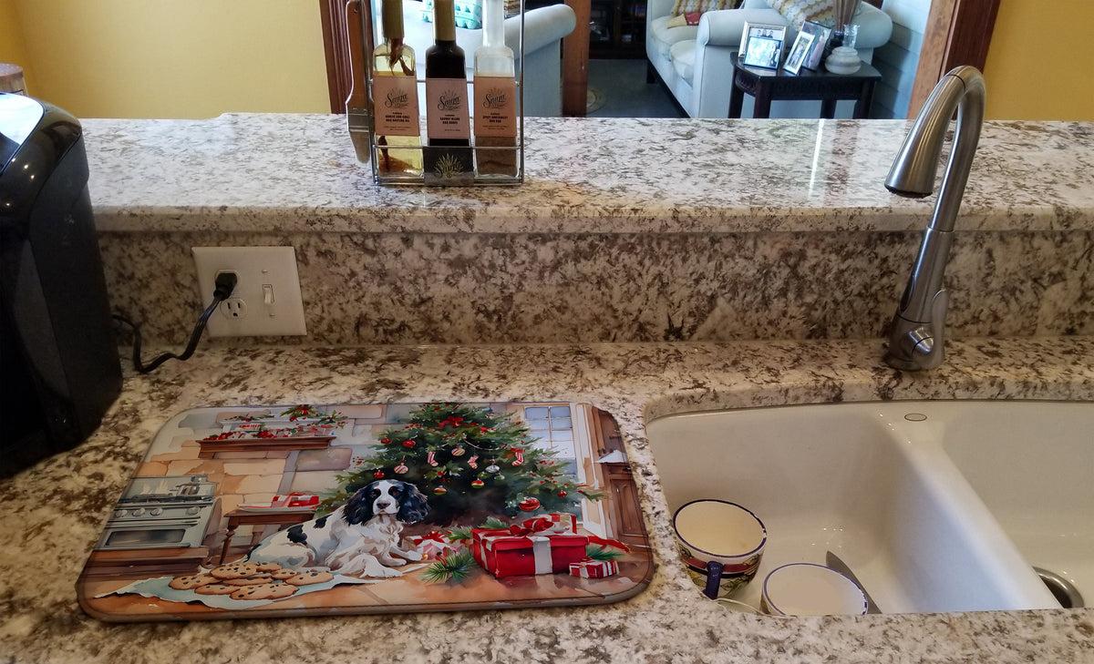 Caroline's Treasures English Springer Spaniel Christmas Cookies Dish Drying Mat