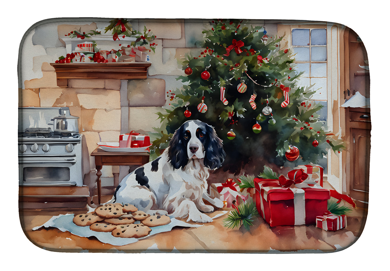 Caroline's Treasures English Springer Spaniel Christmas Cookies Dish Drying Mat