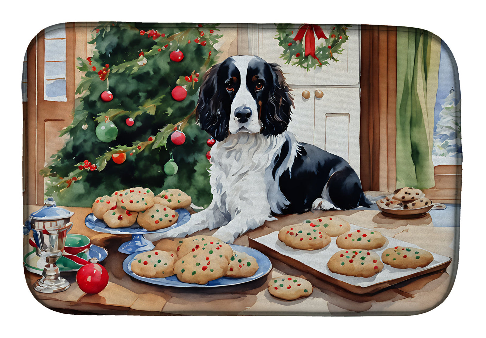 Caroline's Treasures English Springer Spaniel Christmas Cookies Dish Drying Mat