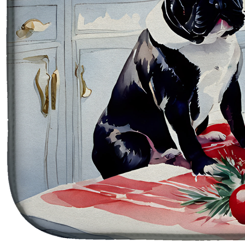 Caroline's Treasures French Bulldog Christmas Cookies Dish Drying Mat
