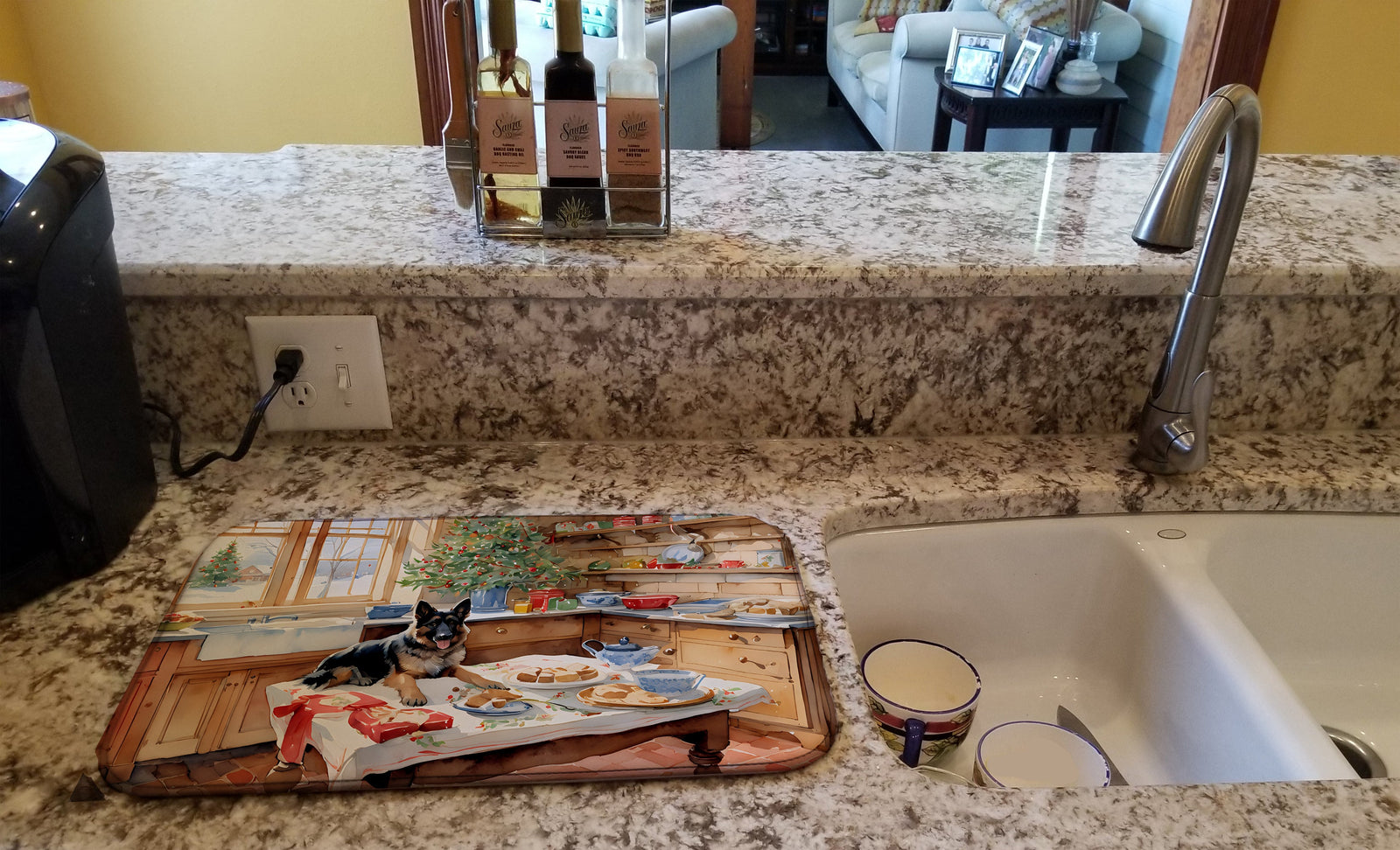 Caroline's Treasures German Shepherd Christmas Cookies Dish Drying Mat