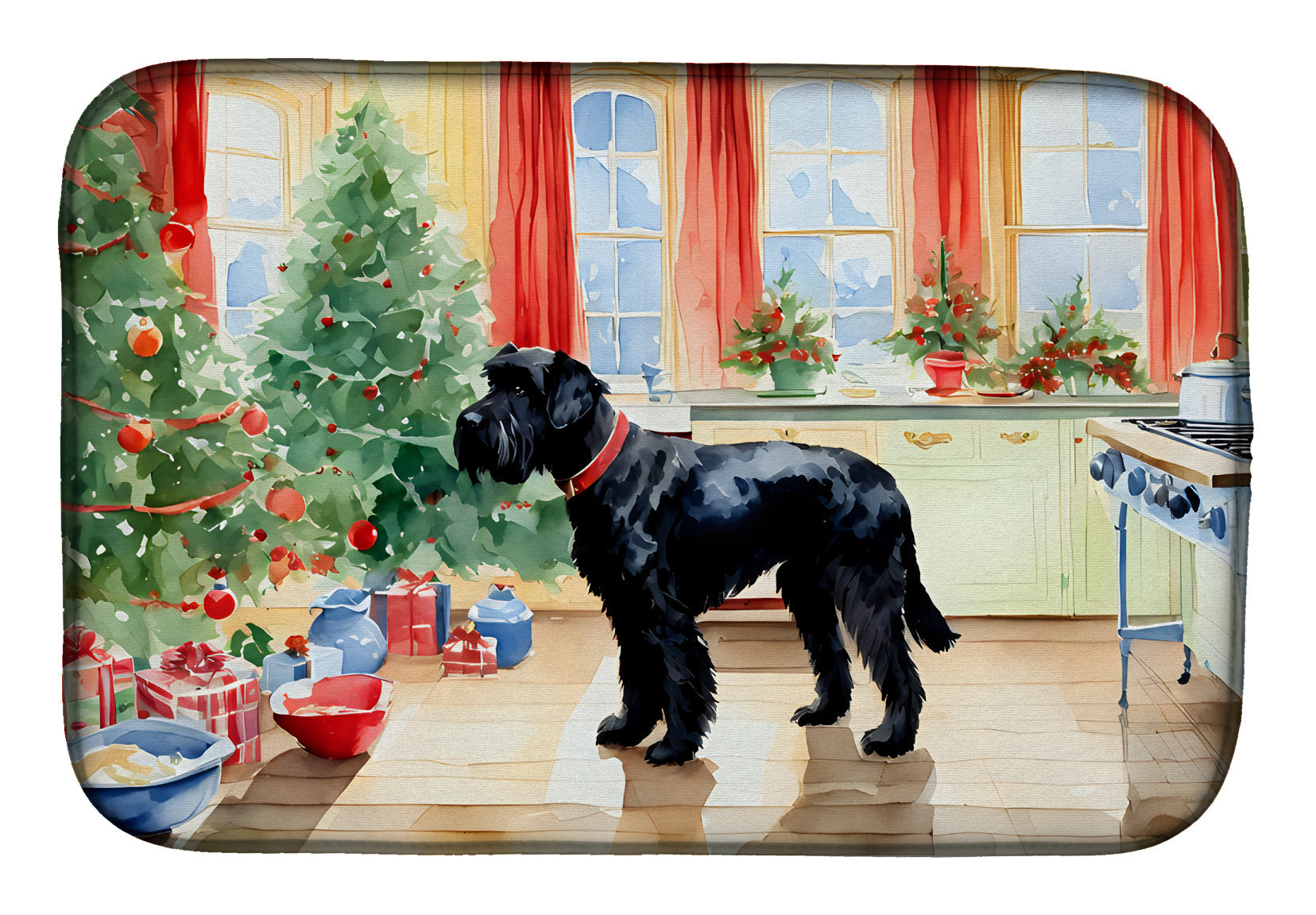 Caroline's Treasures Giant Schnauzer Christmas Cookies Dish Drying Mat