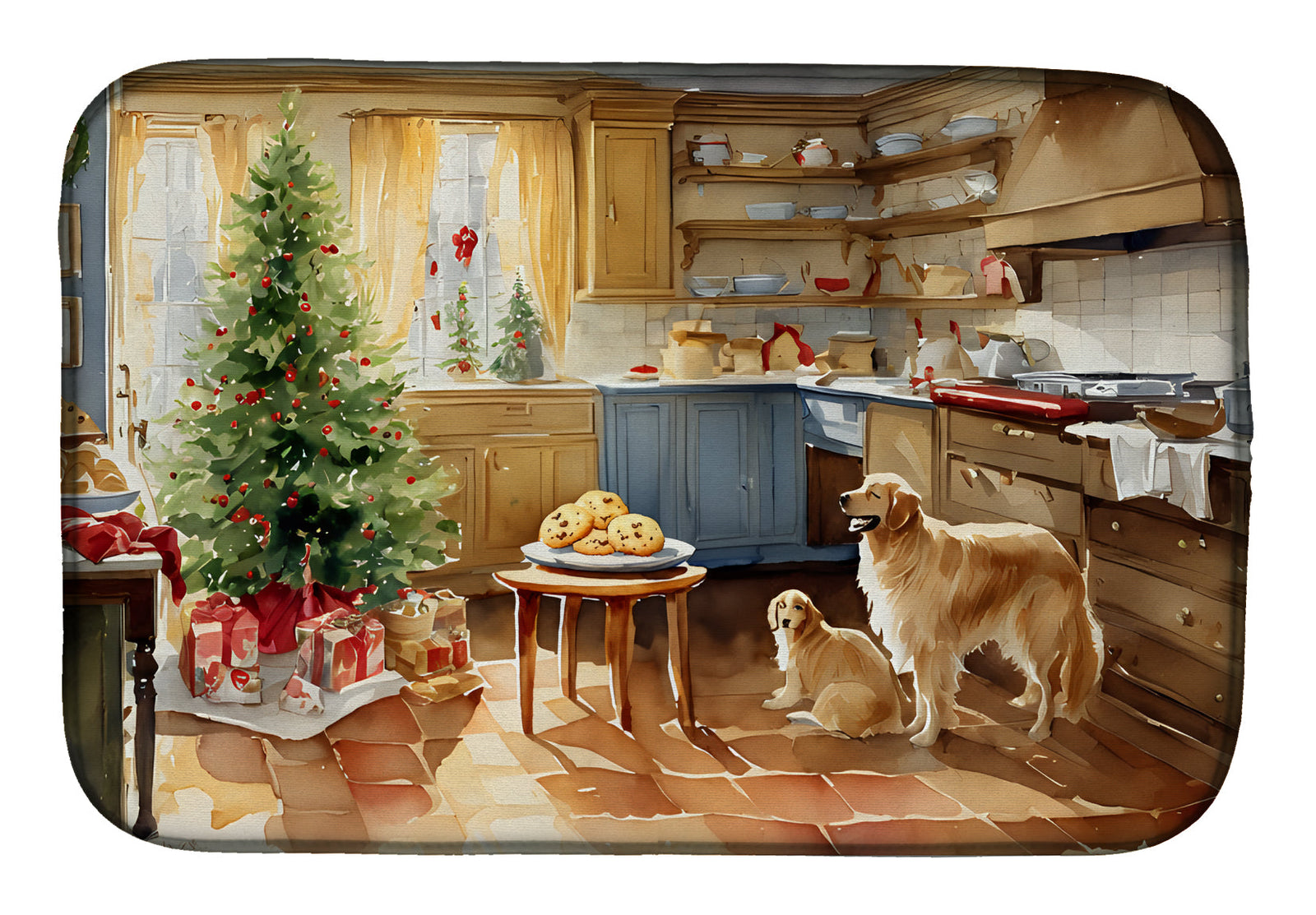 Caroline's Treasures Golden Retriever Christmas Cookies Dish Drying Mat