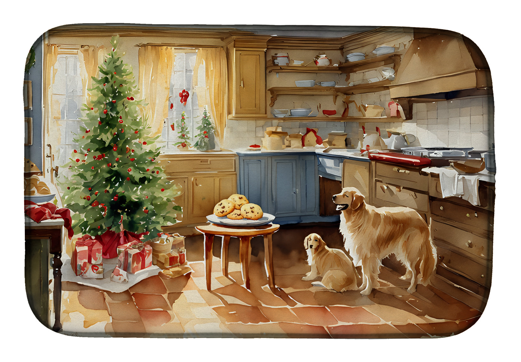 Caroline's Treasures Golden Retriever Christmas Cookies Dish Drying Mat