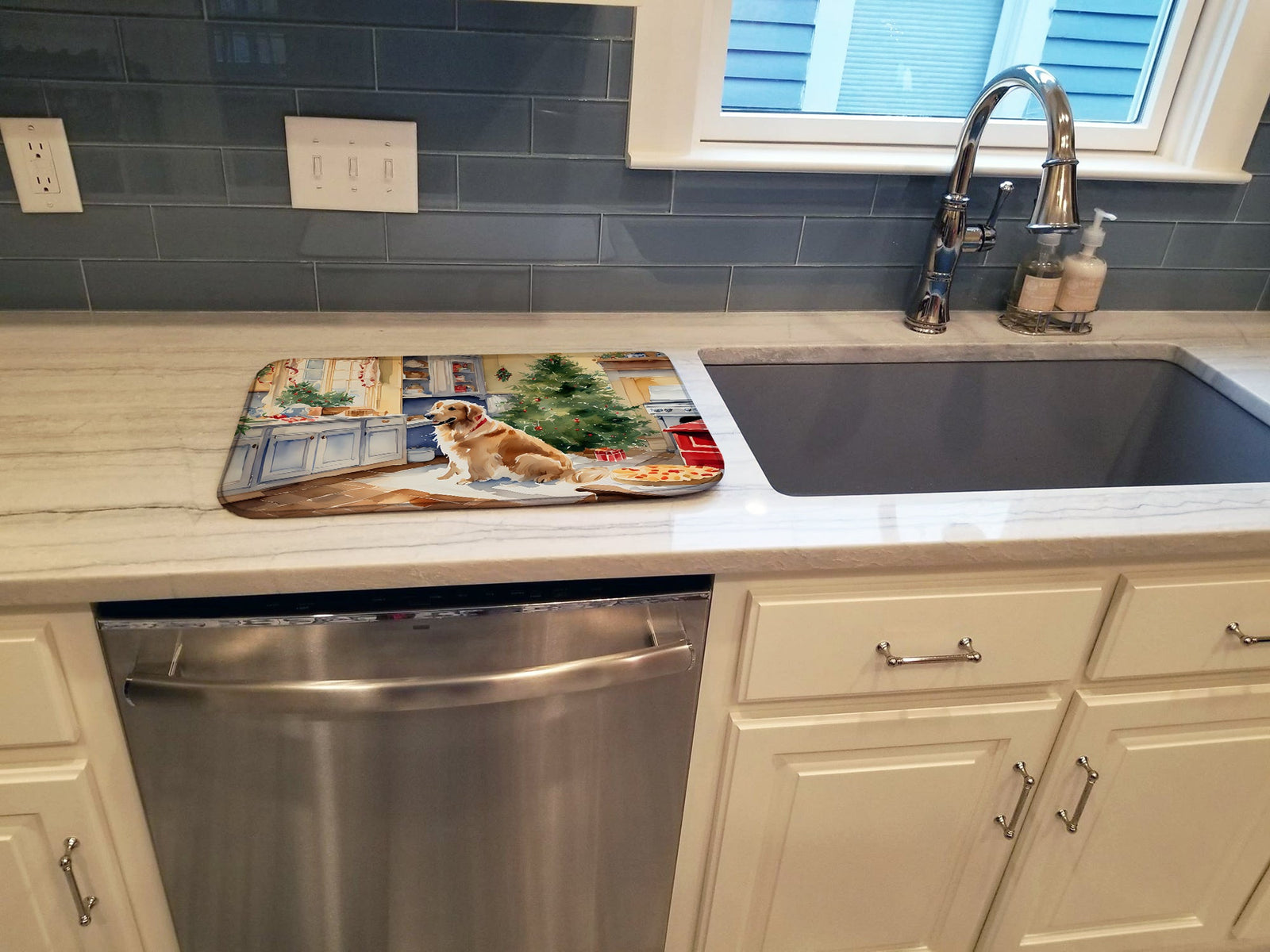 Caroline's Treasures Golden Retriever Christmas Cookies Dish Drying Mat