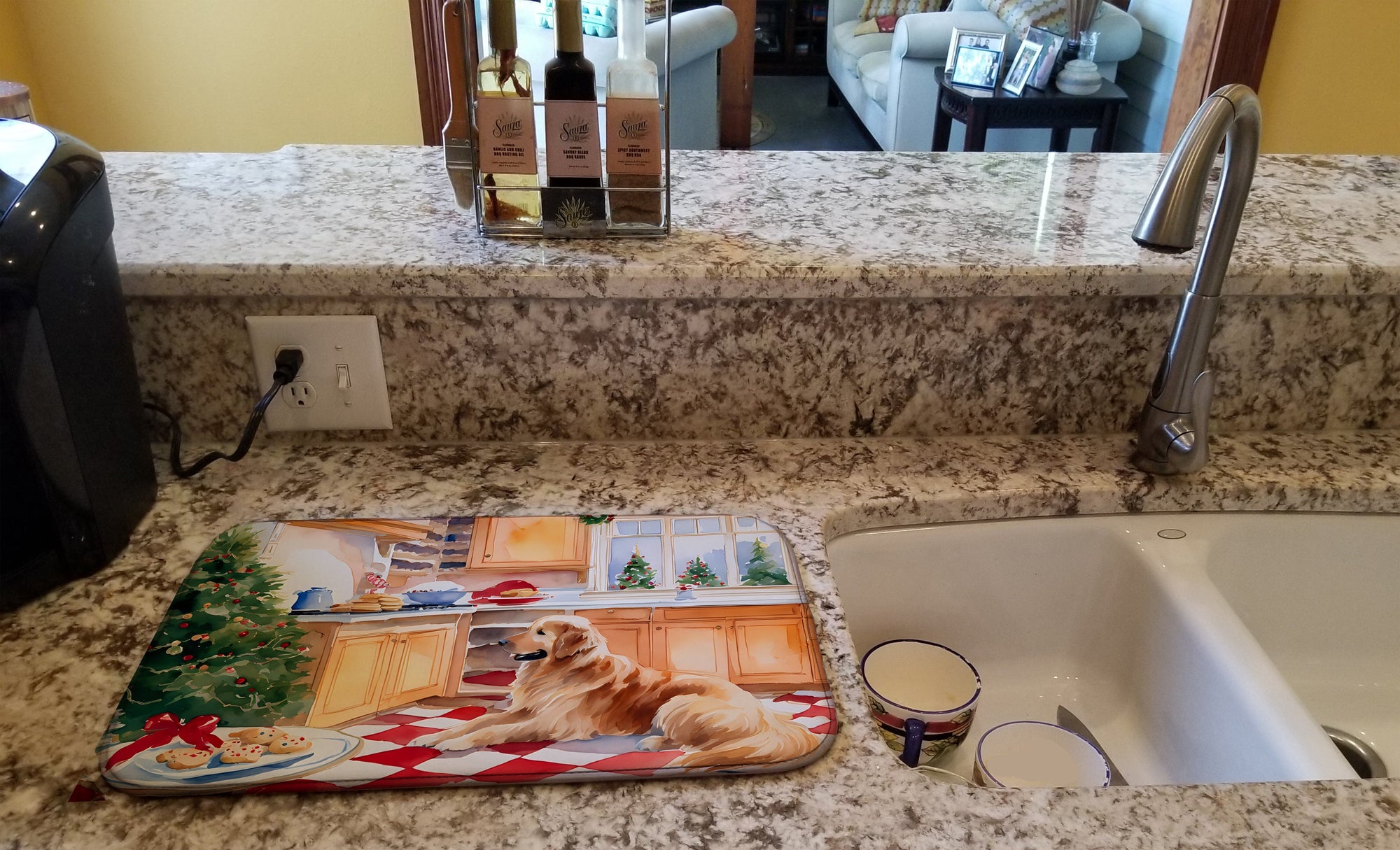 Caroline's Treasures Golden Retriever Christmas Cookies Dish Drying Mat