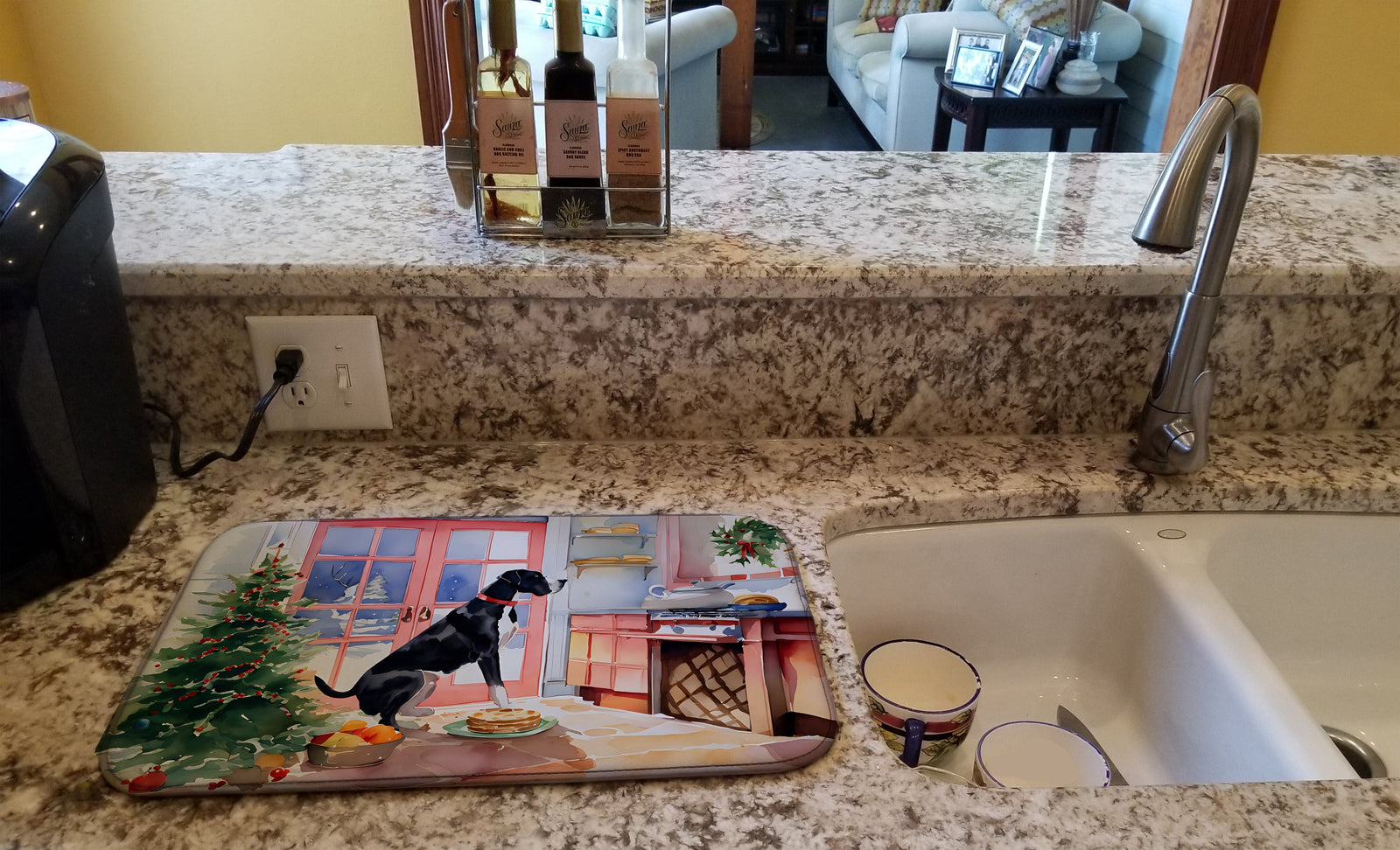 Caroline's Treasures Great Dane Christmas Cookies Dish Drying Mat