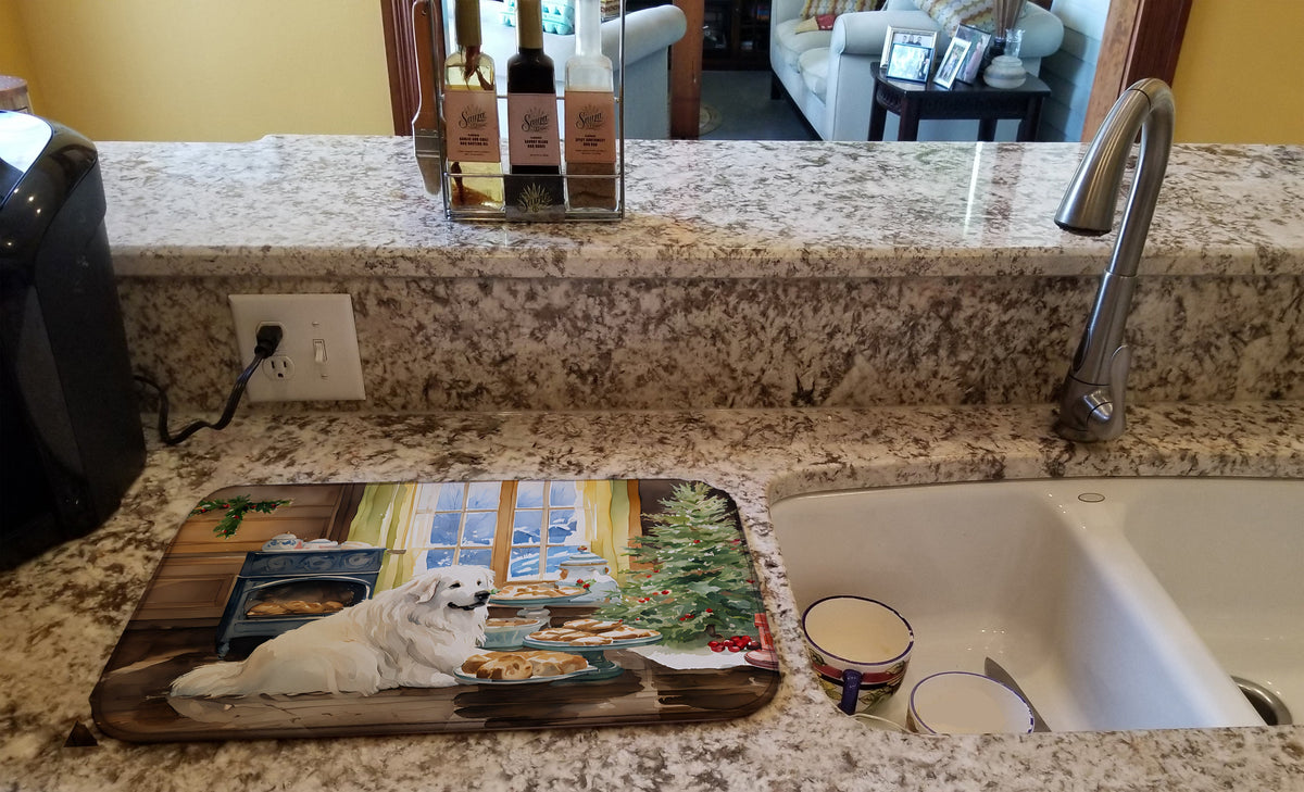 Caroline's Treasures Great Pyrenees Christmas Cookies Dish Drying Mat