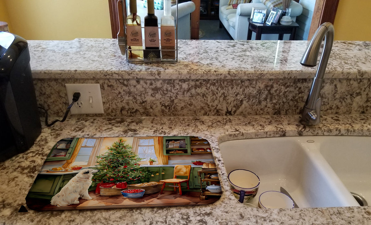 Caroline's Treasures Great Pyrenees Christmas Cookies Dish Drying Mat